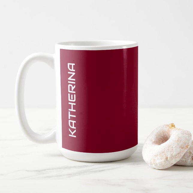 Burgundy Solid Color | Klassisches Personalisiert Kaffeetasse (Mit Donut)