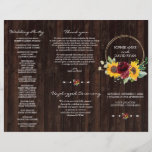 Burgundy Sonnenblumen Wood Tri Fold Hochzeitsprogr Flyer<br><div class="desc">Elegantes,  trendiges Design mit bordeauxroten Rose und Sonnenblumen-Anordnung,  vergoldetes Imitat-Rundrahmen,  Blumenspalte,  alles im alten Holzstall. Verwenden Sie das Tool Personalisieren,  um Ihre Informationen hinzuzufügen. Matching Artikel konnten in meiner Burgundy Rose Sunflowers Collection gefunden werden. Die Broschüre ist flach,  also muss man nur zwei Falten machen.</div>