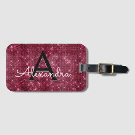 Burgundy Sparkle Twinkle Sparkle Monogram Name Gepäckanhänger