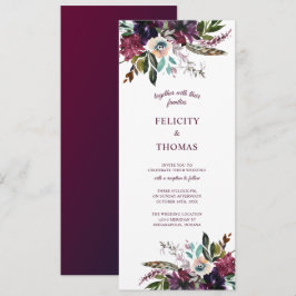 Burgundy Splendor Boho Floral White Wedding Einladung