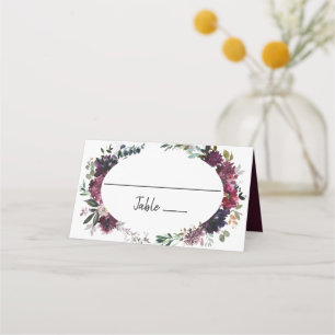 Burgundy Spring und Floral Wedding Platzkarte