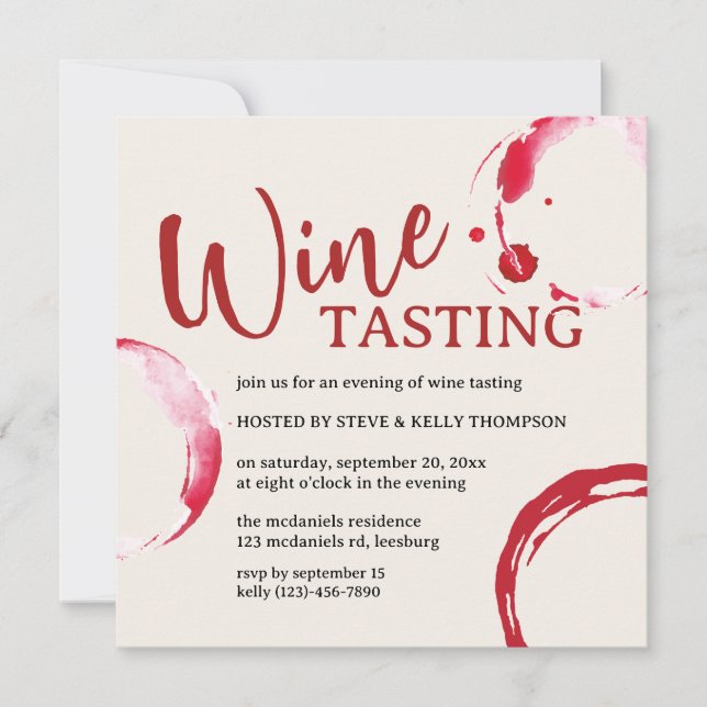 Burgundy Stain Wine Tasting Invitation Einladung (Vorderseite)