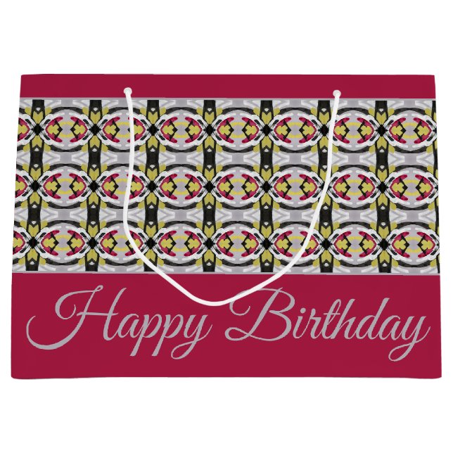 Burgundy Stilvolles Gemustertes Design Große Geschenktüte (Vorderseite)