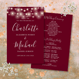 Burgundy String Lights Hochzeitsprogramm