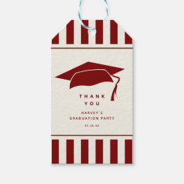 Burgundy Stripes Custom Graduation Party Favor Geschenkanhänger