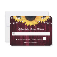 Burgundy Sunflower Wood String Lights Wedding