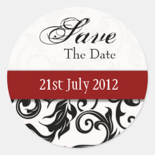 Burgundy Swirl Save the Date Aufkleber