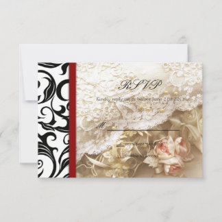 Burgundy Swirl Wedding RSVP Karte