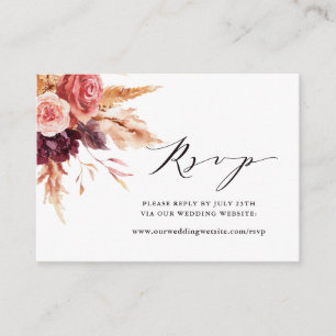 Burgundy Terracotta Blume Hochzeit Website UAWG Begleitkarte