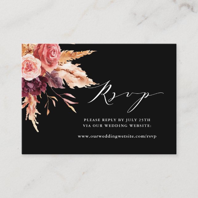 Burgundy Terracotta Blume Hochzeit Website UAWG Begleitkarte (Vorderseite)