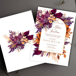 Burgundy Terracotta Boho Floral Elegante Hochzeit Einladung