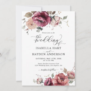 Burgundy Terracotta Fall All in 1 QR Code Hochzeit Einladung