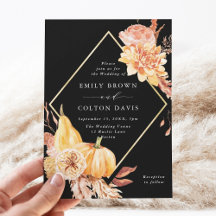 Burgundy Terracotta Gold Floral Wedding Black