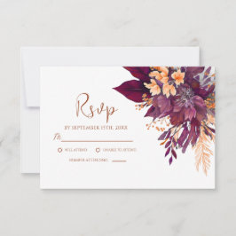Burgundy Terracotta Rust Elegante Hochzeit auf der RSVP Karte