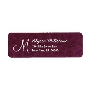 BURGUNDY Textured Monogram Address Label