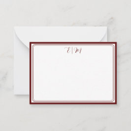 Burgundy three Border Monogram Note Card Mitteilungskarte