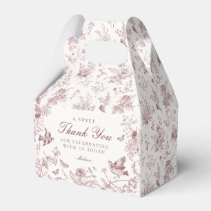Burgundy Toile De Jouy Floral Dessert Gefälligkeit Geschenkschachtel