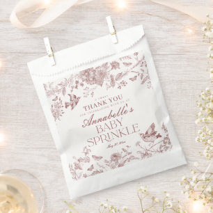 Burgundy Toile Floral Baby Sprinkle Dessert Geschenktütchen