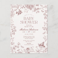 Burgundy Toile French Floral Baby Dusche