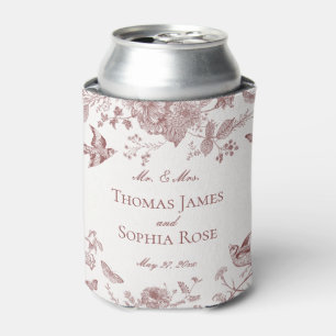 Burgundy Toile Jouy Vintag Floral Gastgeschenk Hoc Dosenkühler