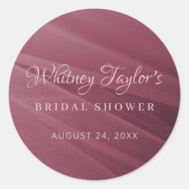 Burgundy Tulle Texture Runder Aufkleber (Vorderseite)