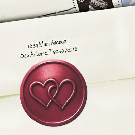 Burgundy Two Hearts Intertwined Wedding Runder Aufkleber