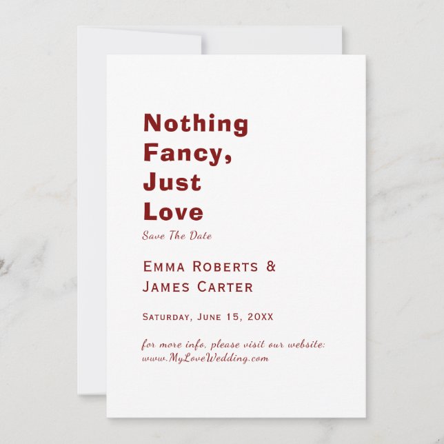 Burgundy Typografie Save the Date (Vorderseite)