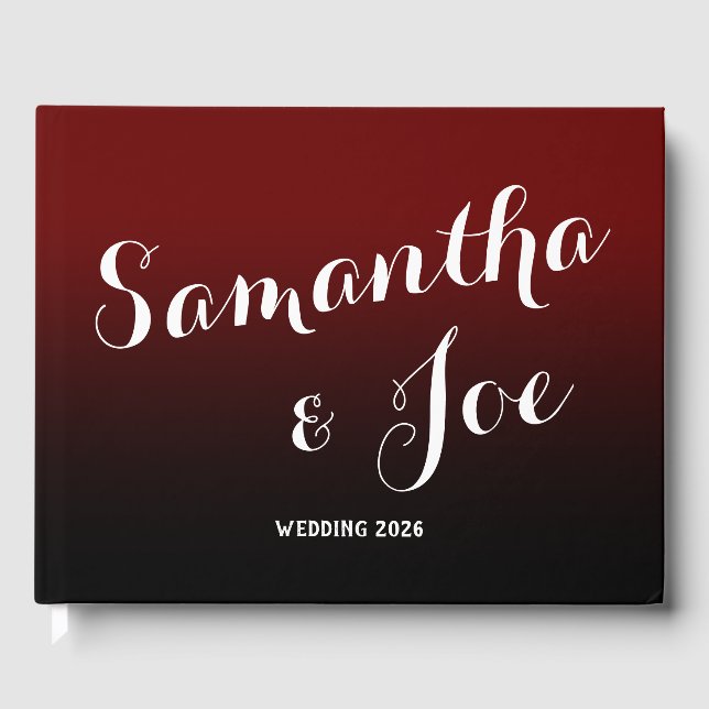 Burgundy und Black Ombre Wedding Gästebuch (Vorderseite)