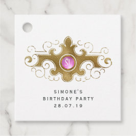 Burgundy und Gold-Mermaid-Scales Gemstone Monogram Geschenkanhänger