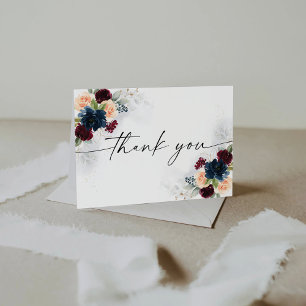 Burgundy und Navy Baby Dusche Danke Karte