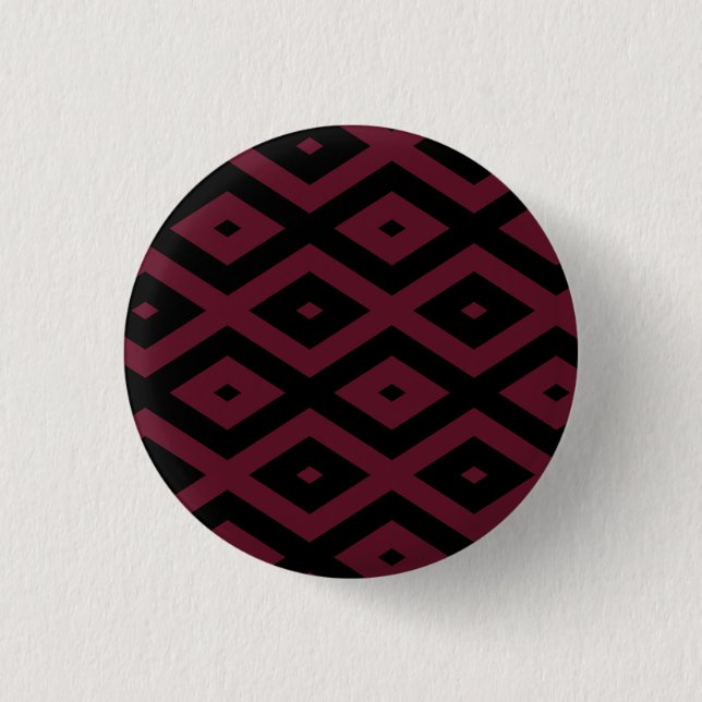 Burgundy- und Schwarz-Diamantmuster Button (Vorderseite)