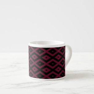 Burgundy- und Schwarz-Diamantmuster Espressotasse