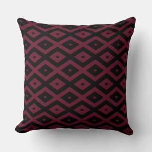 Burgundy- und Schwarz-Diamantmuster Kissen