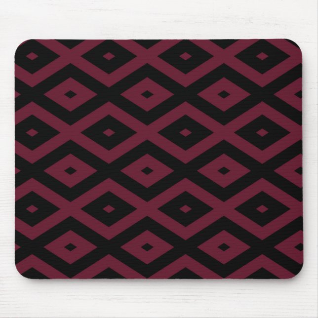 Burgundy- und Schwarz-Diamantmuster Mousepad (Vorne)