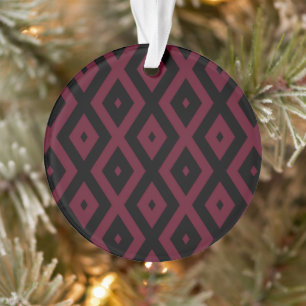 Burgundy- und Schwarz-Diamantmuster Ornament