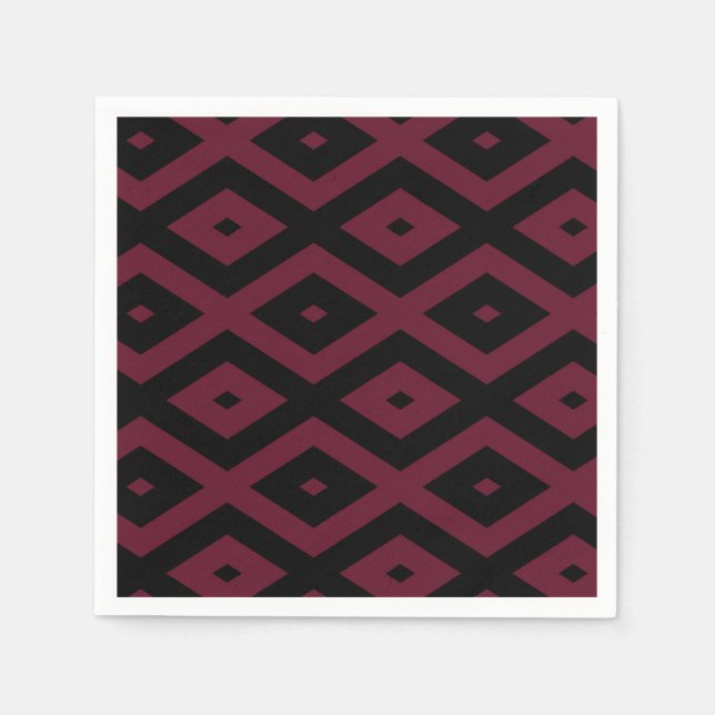 Burgundy- und Schwarz-Diamantmuster Serviette (Vorderseite)
