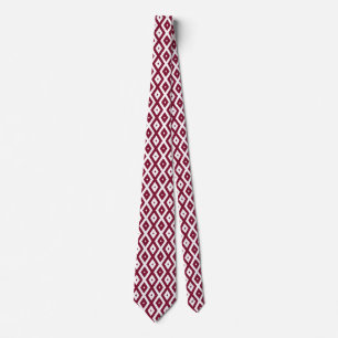 Burgundy und weißes Diamantmuster Krawatte