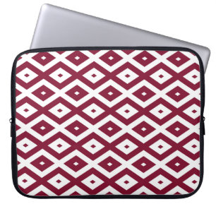 Burgundy und weißes Diamantmuster Laptopschutzhülle