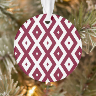 Burgundy und weißes Diamantmuster Ornament