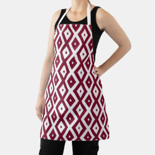 Burgundy und weißes Diamantmuster Schürze
