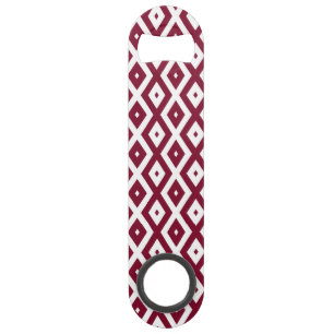 Burgundy und weißes Diamantmuster Speed Flaschenöffner