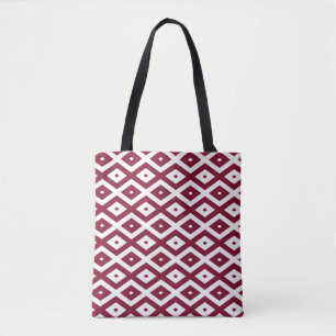 Burgundy und weißes Diamantmuster Tasche