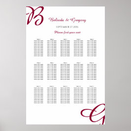 Burgundy Ursprüngliche Hochzeit im Herbst Sitzplan Poster