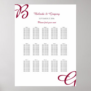 Burgundy Ursprüngliche Hochzeit im Herbst Sitzplan Poster