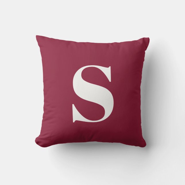 Burgundy Ursprünglicher Mit Monogramm Kissen im Fr (Vorderseite)