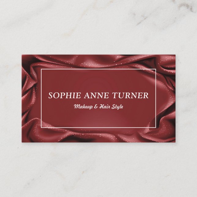 Burgundy Velvet Beruflich Makeup Frisur Stil Visitenkarte (Vorderseite)