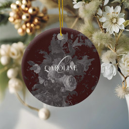 Burgundy Vintag Floral Still Life Stilvoll Keramik Ornament