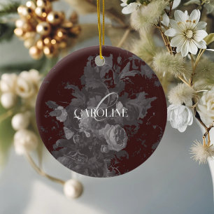 Burgundy Vintag Floral Still Life Stilvoll Keramik Ornament