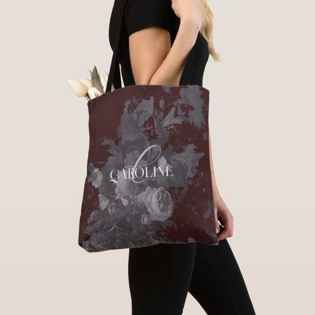 Burgundy Vintag Floral Still Life Stilvoll Tasche (Von Nahem)