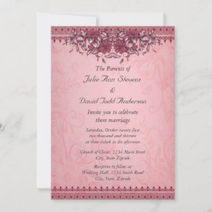 Burgundy Vintag Lace Wedding Einladung